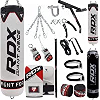 RDX Saco de Boxeo Relleno MMA Muay Thai Kick Boxing Artes Marciales con Soporte Pared Cadena Guantes 17PC 4FT 5FT…